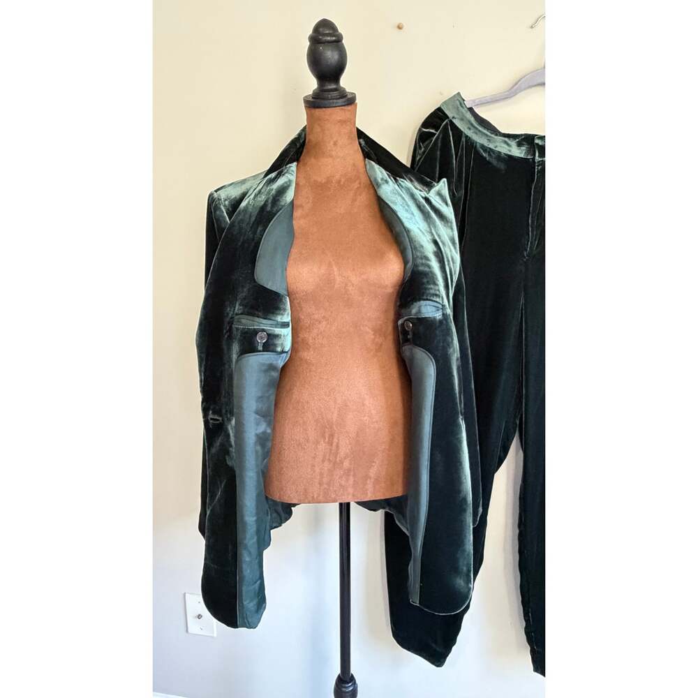 NWT Banana Republic Velvet Blazer & Pants Suit Set Green $460 Size 10/10L - Picture 7 of 13